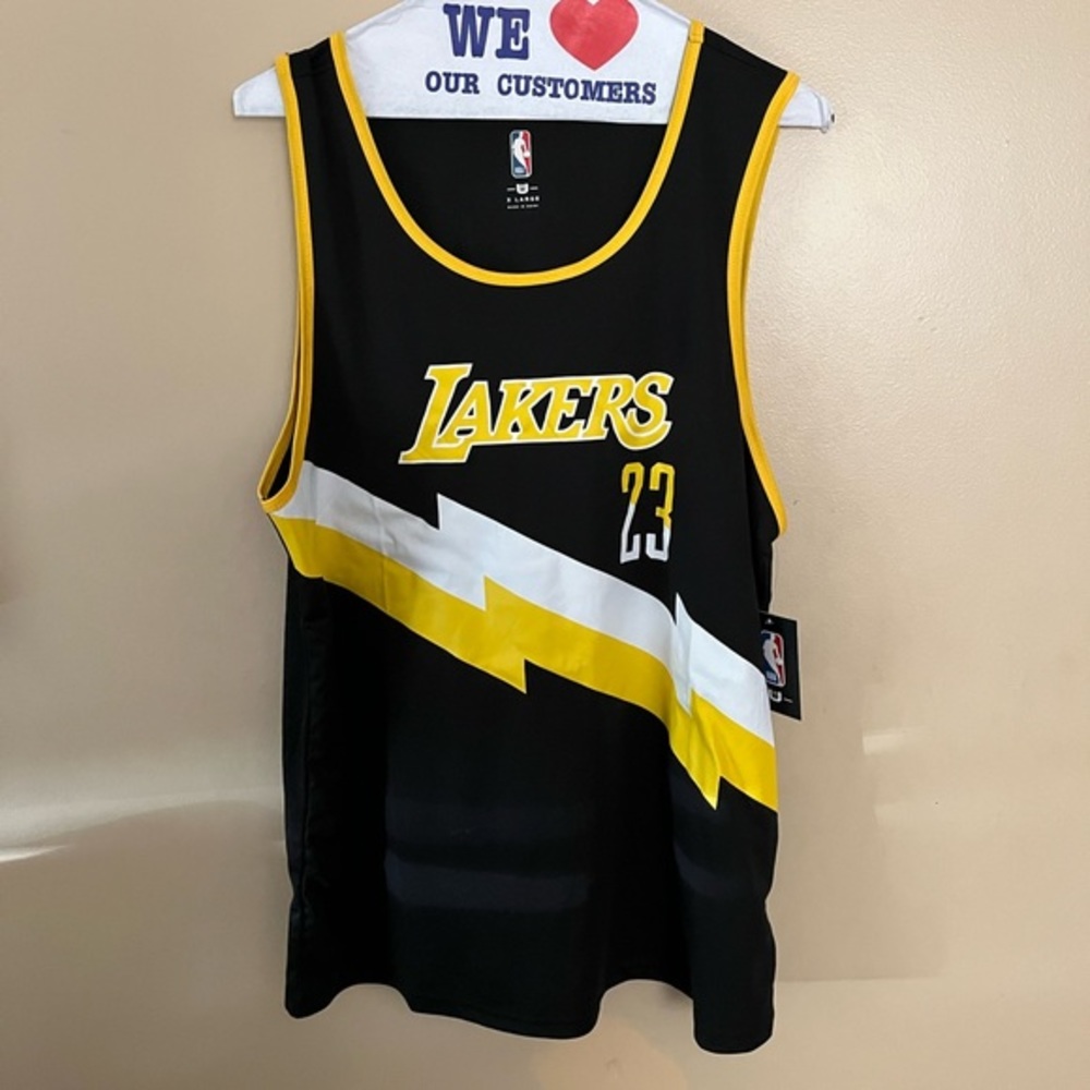 Lebron James Los Angeles Lakers #23 Black Yellow NBA Jersey Shirt Size Large New